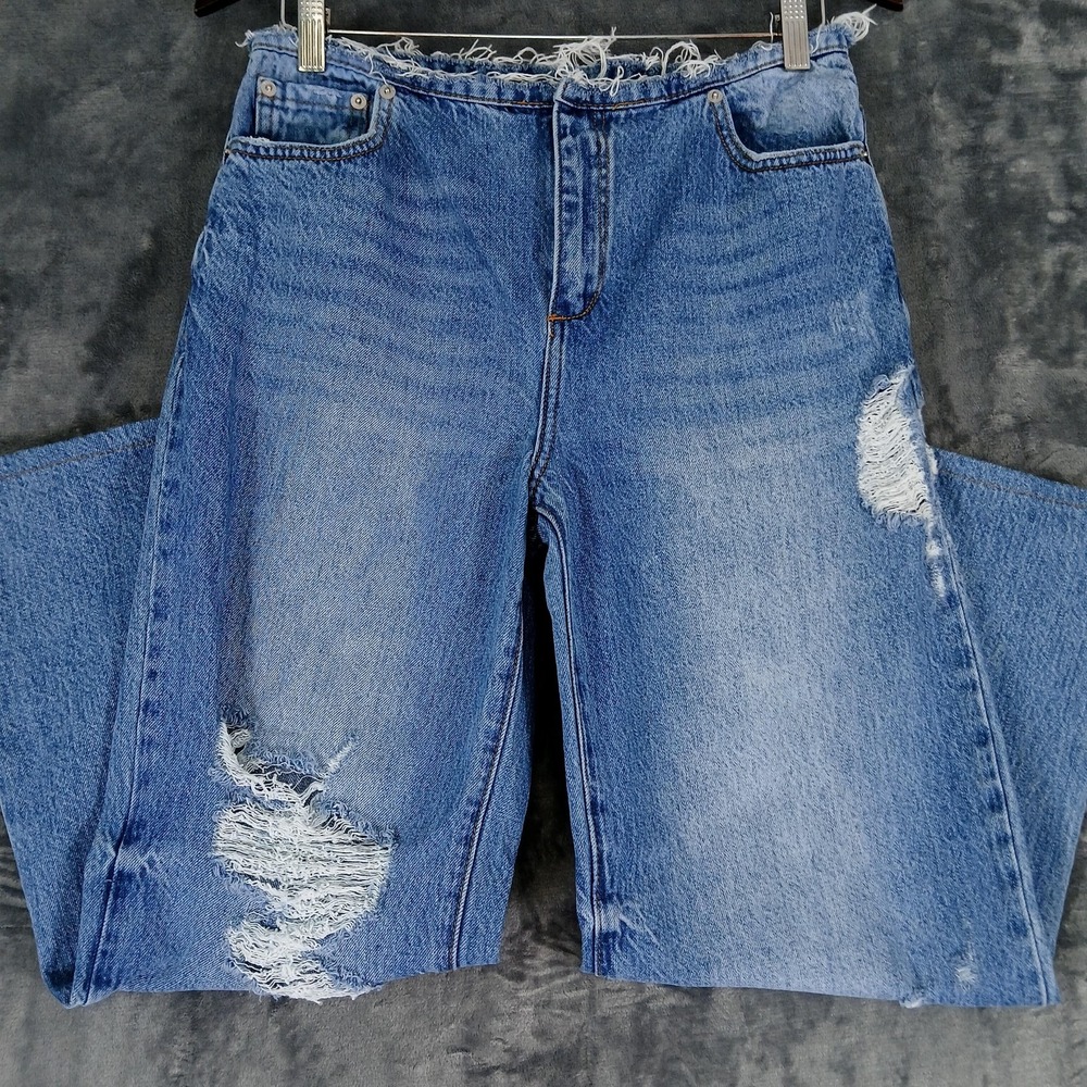 SER.O.YA Jeans Womens 26x34 Blue River #203 Distressed Frayed Raw Waist Ripped
